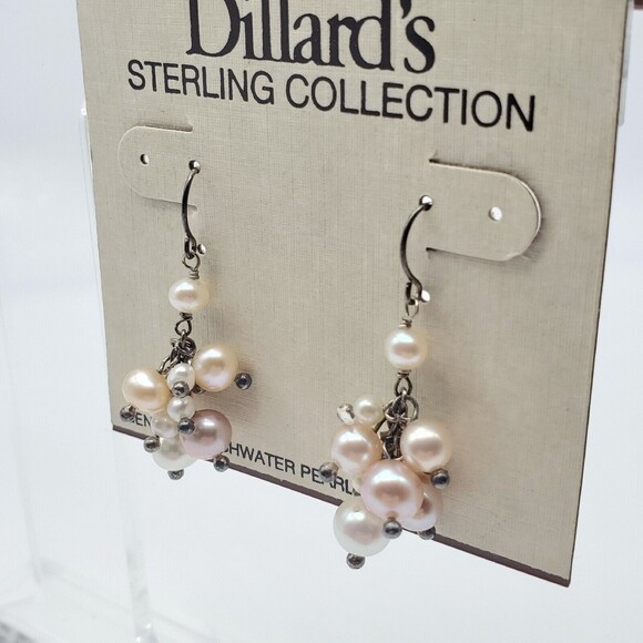 Dillards 925 Silver Freshwater Pearl Dangle Earrings NWT NEW - Picture 4 of 5